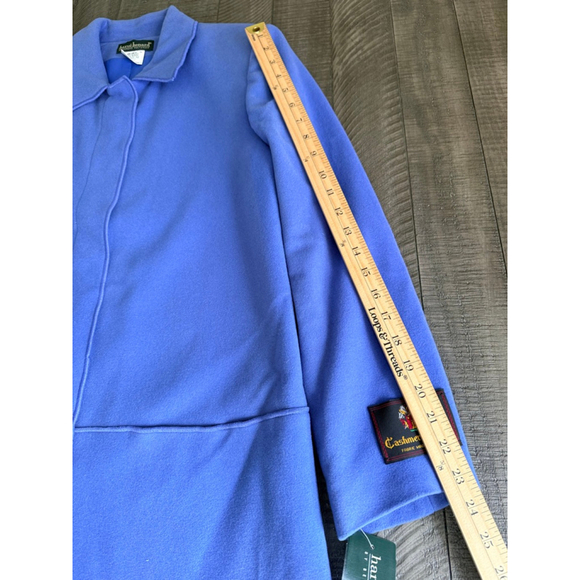 Vintage Y2K Harvé Benard Wool Cashmere Blend Blue Longline Jacket Sz 12 NWT - Picture 4 of 9